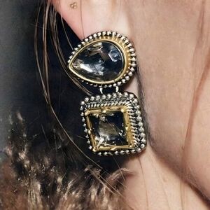 Zara double rhinestone statement earrings; beautiful details; 1.57" x .78"; nwot